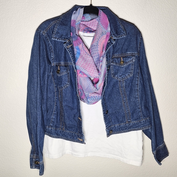 Vibrant Pink & Blue Infinity Scarf, 100% Viscose - Picture 7 of 8